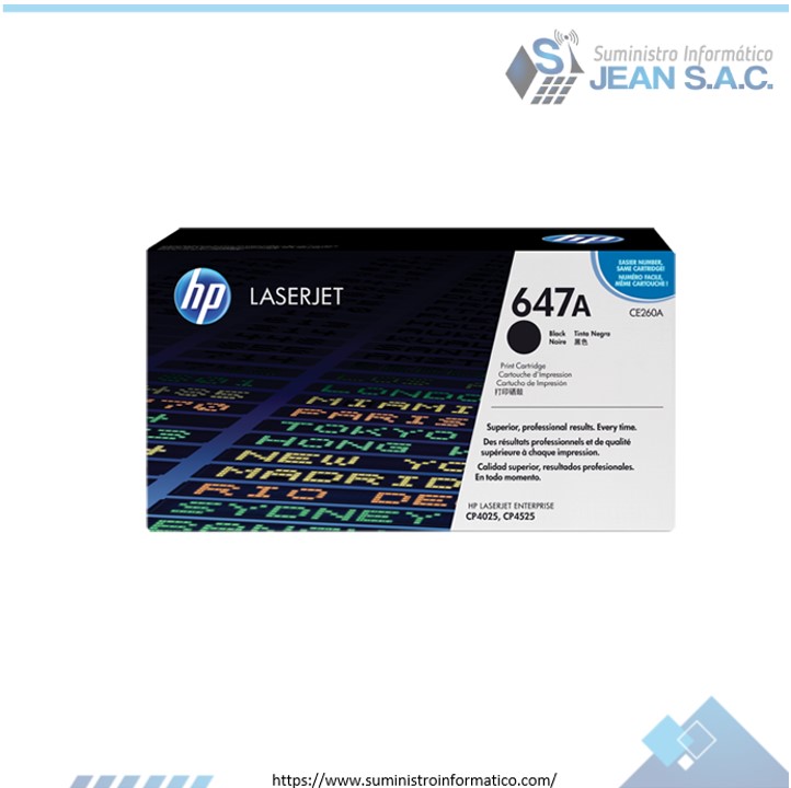 Toner HP CE260A (647a) l.j. cp4525 Negro 8,5k