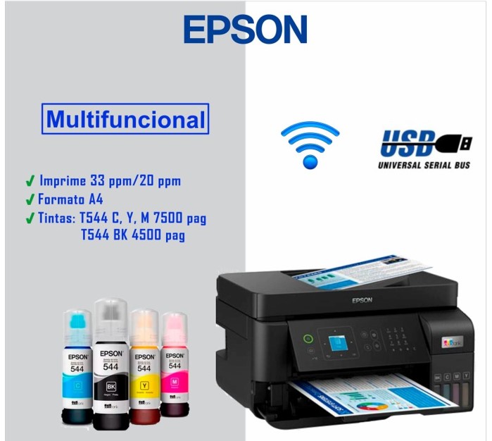 IMPRESORA EPSON MULTIFUNCIONAL L5590, C/ TANQUE IMPRIME ESCANEA FOTOCOPIA FAX WIFI ( C11CK57301) - Imagen 5