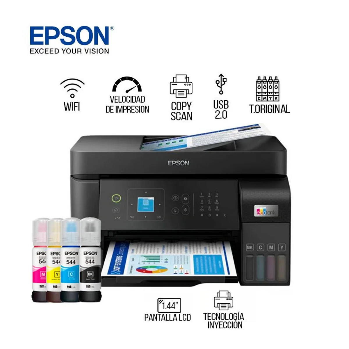 IMPRESORA EPSON MULTIFUNCIONAL L5590, C/ TANQUE IMPRIME ESCANEA FOTOCOPIA FAX WIFI ( C11CK57301) - Imagen 7