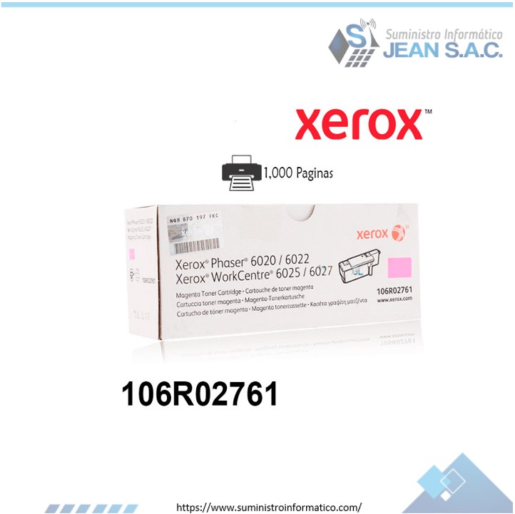 Toner Xerox 106R02761 Magenta phaser 6020, wc 6027 1k.
