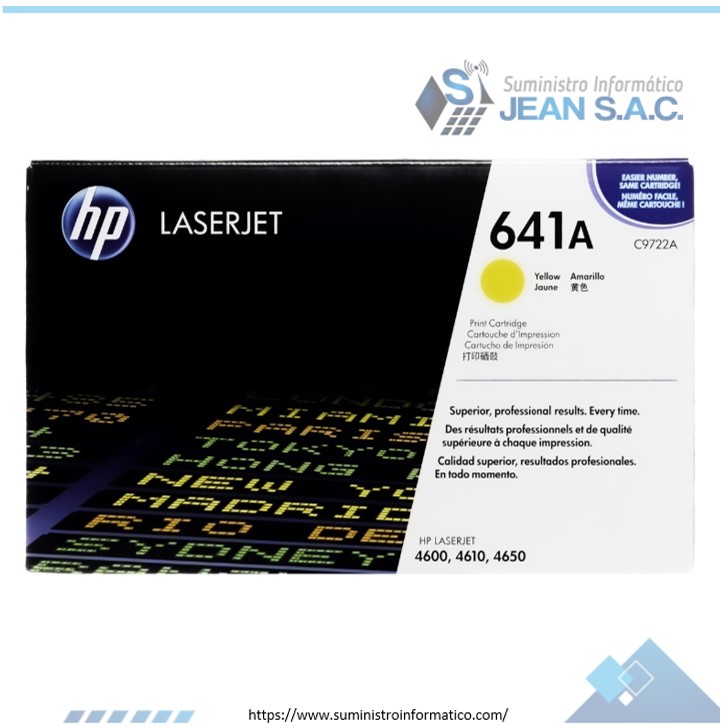 TONER HP 641A C9722A PARA 4600 YELLOW 8,000 Páginas