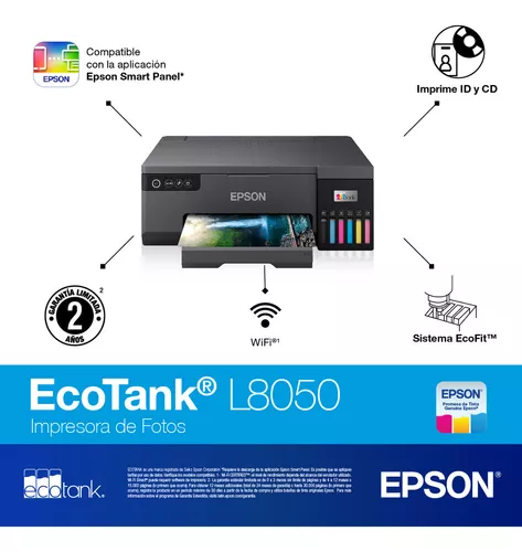 IMPRESORA FOTOGRAFICA EPSON ECOTANK L8050, PVC/CD/DVD, USB, WI-FI, WI-FI DIRECT