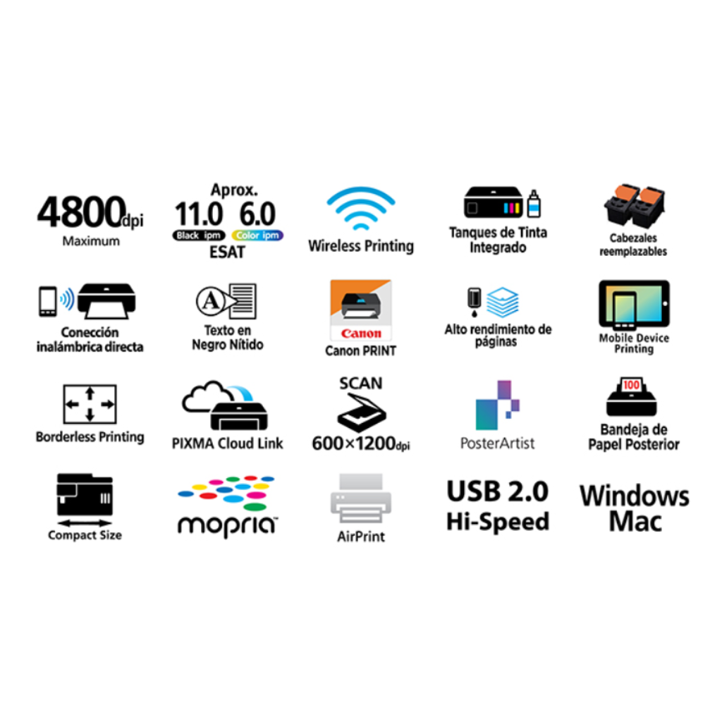 Impresora Canon Pixma G3170 Multifuncional de Sistema Continuo USB Wifi - Imagen 2