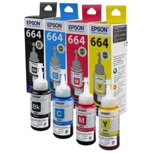 Kit de 4 Tintas Epson T664 (Negro, Cian, Magenta, Amarillo)