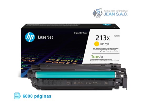 Tóner HP 213X Amarillo – Alta Capacidad (W2132X)